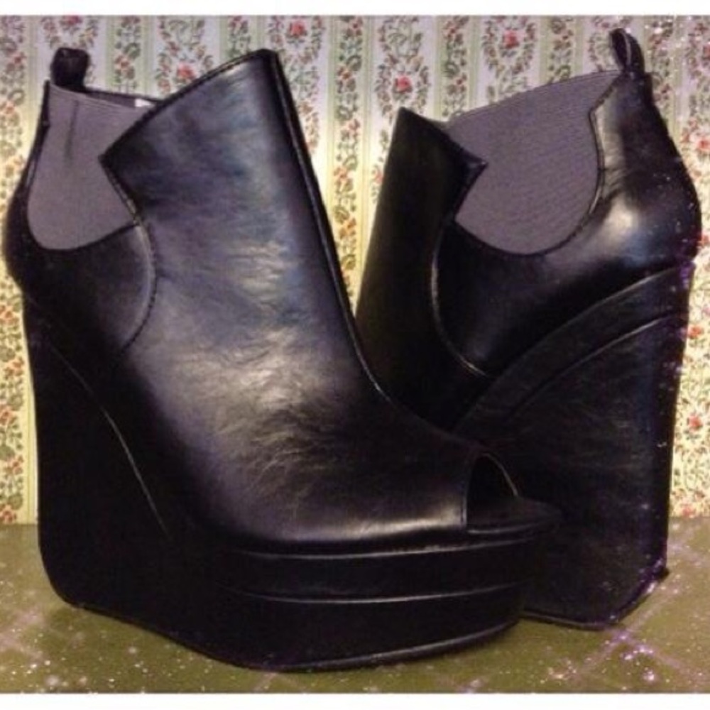 Black Wedge Ankle Boots
